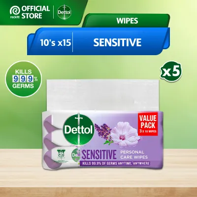 Bundle of 15 Dettol Antibacterial Wipes Assorted Variant Wet Tissue 10s x 15units
