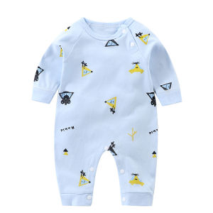 VREN Newborn Baby Clothes Girl Boy 100% Cotton Jumpsuit Cartoon Long Sleeve Romper 0-12 Month Infant Toddler Pajamas One Piece Outfit