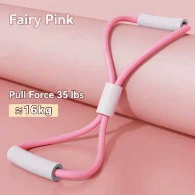 【Lucky Home】 Figure 8 Resistance Band / 35lb Tube Resistance / Foam Grip Handles / Home Stretching and Toning Workout