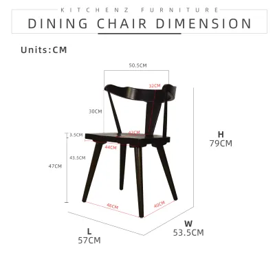 KitchenZ 2PCS Dining Chair A-Shape Wooden Leg Modern Style Solid Wood Chair Metal Leg Walnut White Kerusi Makan