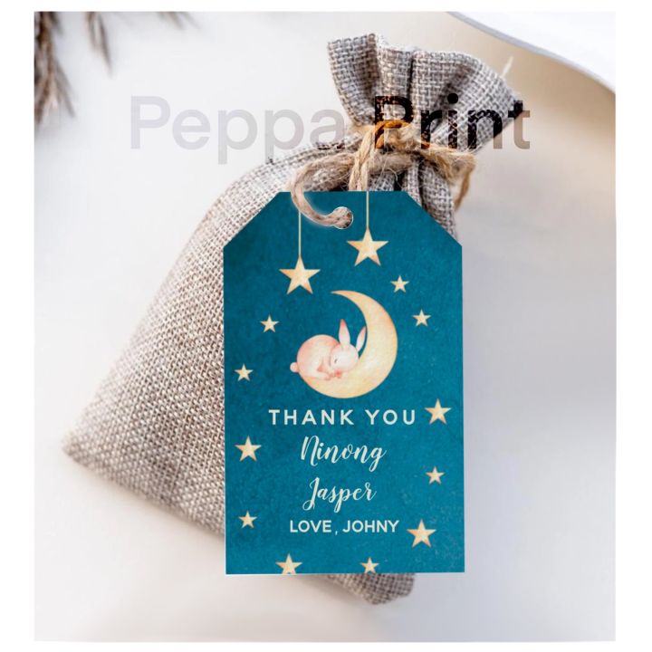 Souvenir tag | Blue twinkle twinkle star design | Baptism Birthday Dedication Christening | Customizable