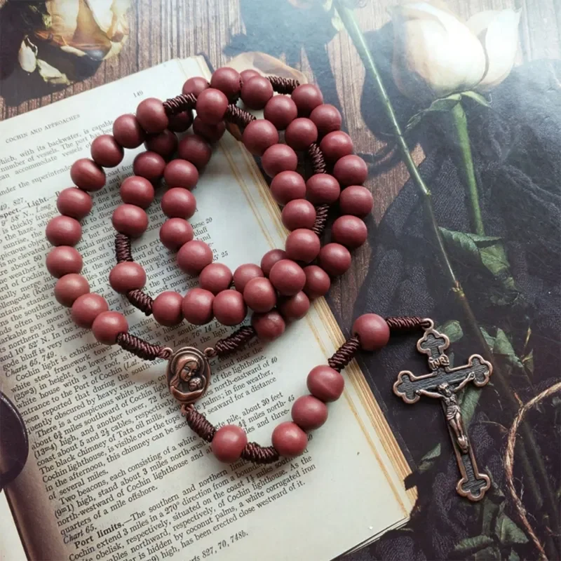 Wooden rosary necklace on sale mens