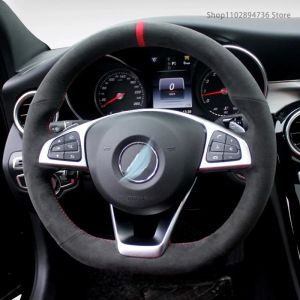 Kaly Real Alcantara Steering Wheel Cover for Benz W176 W246 W205 C117 R231 R172 AMG C43 GLA 45 X156 Braid on Steering Wheel 6B2Z9