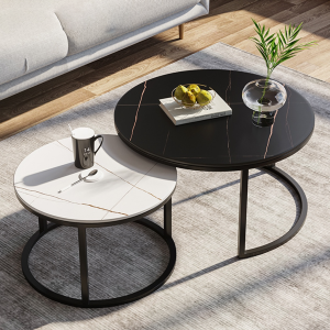 Sintered Stone Coffee Table Modern Marble Look Center Table for Living Room Heat Proof Easy Clean Coffee Table Small Apartment Side Table