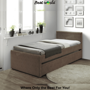 Best SOHO Fabric Single Bed with Trundle (Colour : Brown / Sand Grey / Grey / Charcoal / Velvet Grey)