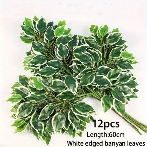 12PCS Artificial Ficus Leaves Faux Flowers Wedding Background DIY Wreath Decor Landscape Leaves