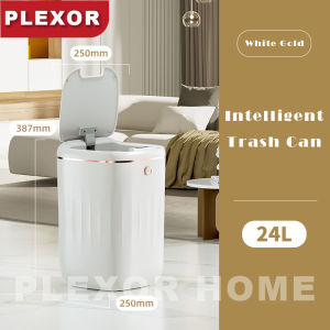 Plexor touchless phòng tắm Thùng rác với nắp 20L/22L tự động thông minh thùng rác Thùng rác gấp cho xe hơi nhựa vuông cảm biến chuyển động chống nước Thùng rác cho phòng khách phòng ngủ văn phòng nhà bếp (Trắng/Đen)