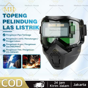 Helm Las gelap Pelindung wajah bisa dilepas terang Dimming True Color Welding Mask Kacamata Topeng las listrik full wajah