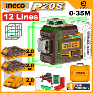 INGCO 20V CORDLESS GREEN LASER LEVEL | 12 LINES | HLL3012165