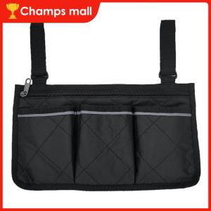 Black Wheelchair Side Pouch Portable Armrest Pouch 3 Pockets Wheelchair Side Bag For Wheelchair