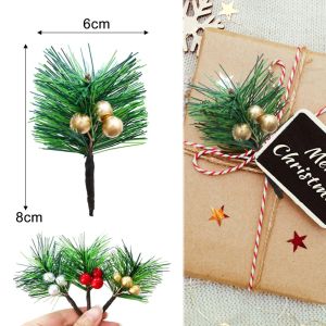 50PCS Artificial Christmas Berries Pine Needles Spray Realistic Berry Garland Tree Wreath Staircase Festive Decor