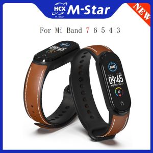 สำหรับ MI BAND 7 6 5 สร้อยข้อมือสมาร์ทหนังแท้สำหรับ Xiao Mi Mi Band 5 สายรัดข้อมื่อ Correa Xio Mi Mi Band 6 เปลี่ยน