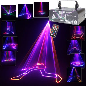 ESHINY 0.5-2W RGB Laser Animation Projector Beam Lines Stage Disco Light DJ Patterns Remote Scan DMX Dance Bar Party Christmas Effect Decoration System Show G20R