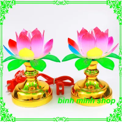 [ Hàng loại 1 ] Bộ 2 đèn thờ cúng hoa sen chuyên dùng cho bàn thờ tổ tiên ông bà thờ phật ông địa thờ thần tài - 2 đèn thờ - 2 đèn thờ