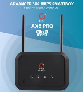 Bộ phát Wifi 4G di động OLAX AX8Pro 2 ăng-ten ngoài 300mbps Phủ sóng tầm xa tích hợp pin 5000 Mah 15h 4 cổng Lan