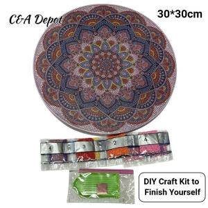 [Deepavali Decorations ]30*30cm DIY Mandala Diamond Painting Kit Round Bohemian Decoration Crystal Boho Art Decor Art Wall Hanging Handmade Diamond Art Ornament for Home Decor Wall Decoration Gift Diwali Decration itemsCraft Kit to Finish Yourself