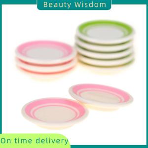 Beauty Wisdom 5pcs bag 1:12 Dollhouse Miniature Colorful Plate Dishes Kitchen Accessories Toys