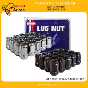 QUEENBEE 1PC/20PCS M12 x 1.5 LUG NUTS TOYOTA MAGWHEEL NUTS 19mm RH Chrome/Black Acorn Type MT-1010C/B