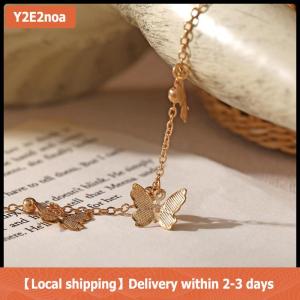 【Local shipping】 Korean Style Minimalism Retro Fashion Butterfly Pendant Bracelet Gold Silver Color Simple Vintage Bracelet For Women Jewelry