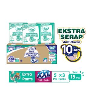 Lifree Popok Dewasa Celana Ekstra Serap XXL5 x3 isi 15 pcs [Karton]