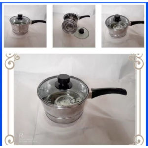 (BUBBLEWRAP) PANCI SARANG GAGANG HITAM PANJANG KUKUS/STEAMER TUTUP KACA 16CM