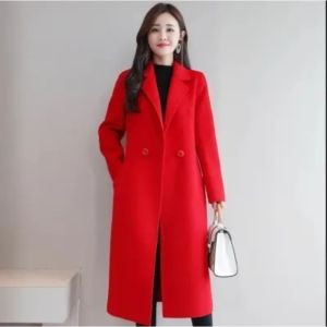 Autumn Solid Color Woolen Coat Simple Womens Plus Size Versatile Fashion Korean Version Loose Medium Long Coat