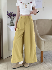 Size23-40 Plus Size High Waist Square Pants for Women Wide Leg  Stretchable waist Cropped pants Trousers for petite body