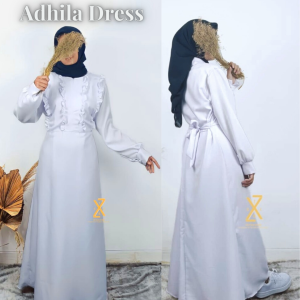 Adhila Maxy Dress-Gamis Putih Polos Wanita-Gamis Menyusui-Fashion Muslim Dress-Gamis Putih-Baju Wanita Menyusui Busui Gamis Jumbo Remaja Hitam Putih Gamis Putih Wanita Kekinian Baju Muslim Wanita dress simpel elegan-gamis lebaran-baju lebaran