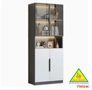TỦ TRANG TRÍ PHÒNG KHÁCH BẰNG GỖ MDF CÁNH KÍNH TTK314 - NỘI THẤT LẮP RÁP VIENDONGADV