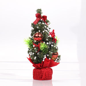 Mini Tabletop Artificial Christmas Tree With Ribbon Bow And Ball Ornaments Decorations For Home Office Home Decor Desk TABLE SMALL Mini Christmas Tree
