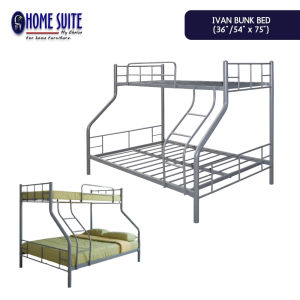Home Suite Ivan 36/54X75 Bunk Bed with Space-Saving Design Durable Frame Patented RG Double Lock System Removable Ladder & Guard Rails Knockdown Assembly & Powder-Coated Finish