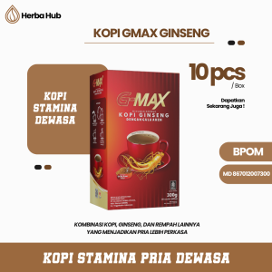 G-MAX KOPI STAMINA GINGSENG/GINSENG RASA GULA AREN TOPCER (ISI 10pcs)
