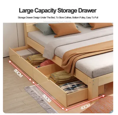 Solid Wood Bed Simple Modern Modern Double Queen Size Bedroom Hard Bed Frame Board