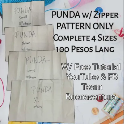 Punda with Zipper Pattern Only | Complete 4 Sizes Small–XL | Sewing Pattern 100 Pesos