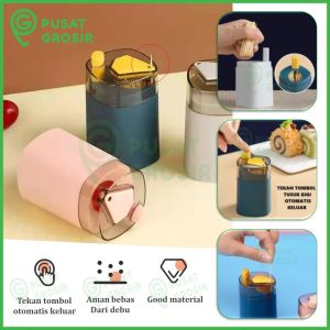 Tempat tusuk gigi otomatis wadah penyimpanan toothpick automatic holder Kotak Dispenser Pencet Tombol praktis