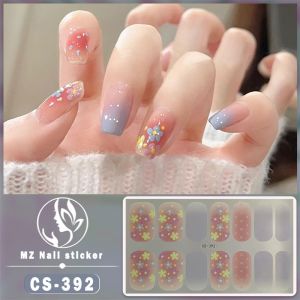 FenHuan 【local Delivery】 UV-free Baking Nail Sticker Guofeng Panda Love Blush Cartoon Waterproof Nail Sticker Patch Solid Color Onion Powder Jump Color Gradient Full Sticker Can Be Torn And Removed 14 Stickers