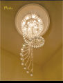 Phube Double spiral staircase lustre crystal ceiling chandelier lighting restaurant hotel hall loft  Modern Crystal Spiral Chandelier, Foyer Chandelier, Staircase Raindrop. 