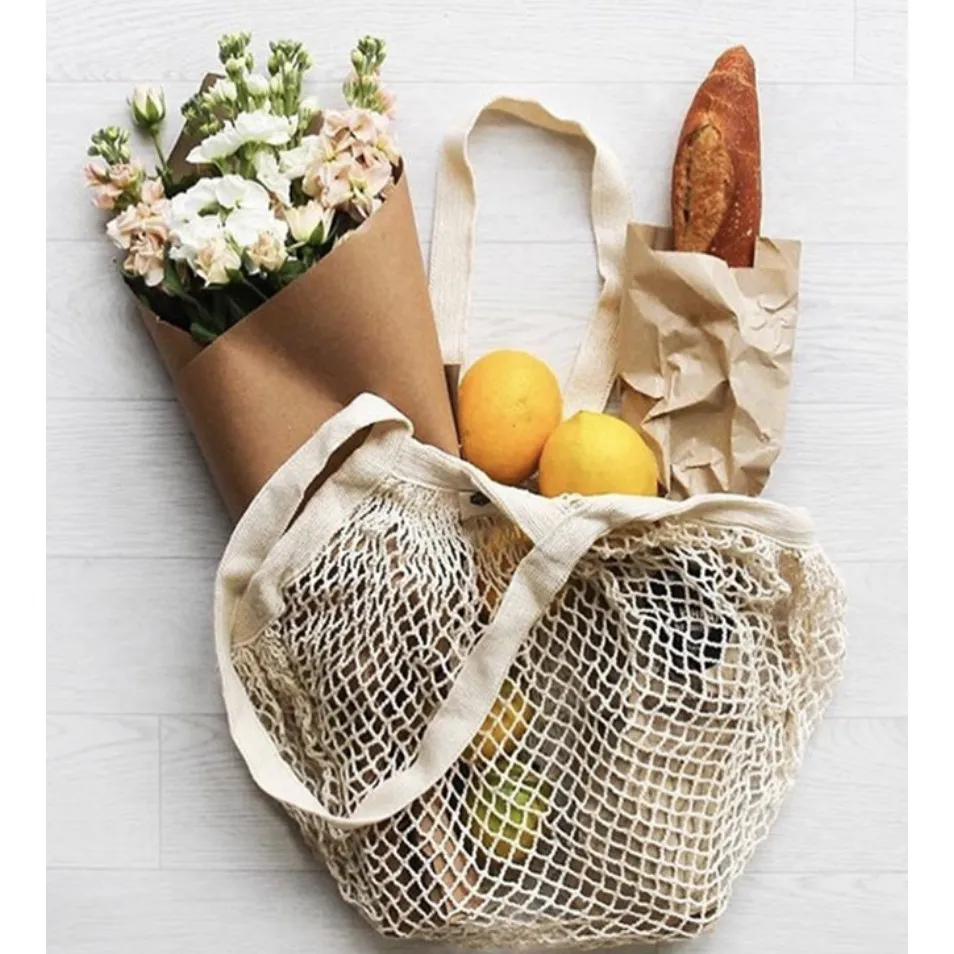 Long Handle Eco-Friendly shopping grocery fruit mesh cotton net