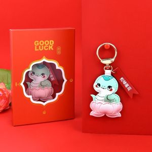 COPOTIYA ฟอร์จูนเดอร์ พวงกุญแจรูปงู เทศกาลฤดูใบไม้ผลิ ขอให้โชคดี พวงกุญแจสำหรับปีใหม่ น่ารักน่ารักๆ ถุงแขวนกระเป๋า จี้ดอกบัวการ์ตูน กระเป๋าเสน่ห์