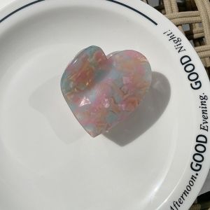 HOT สง่างาม คลิปฉลามหัวใจ อะคริลิก แบบเกาหลี คลิปผมกรดอะซิติก คลิปผม หมวก คลิปผมลายตาราง ผู้หญิง