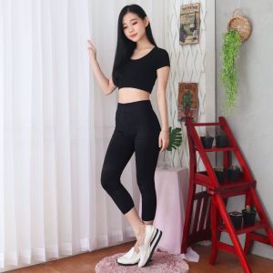 Legging Import 7per8 HW Polos Wanita Fit to XXL / Legging Import Wanita / Legging Polos Wanita