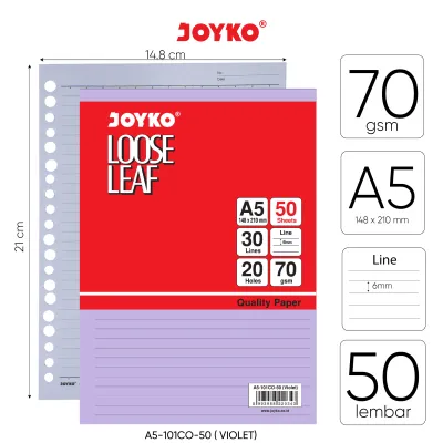 Loose Leaf Color Isi Kertas File Binder Warna Joyko A5
