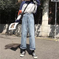 Denim Loose Slim Fit Distressed Washed Outdoor Casual Elastic Waist Button Jeans Denims. 