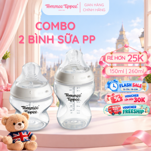 COMBO 2 Bình Sữa Ty Siêu Mềm Tự Nhiên Tommee Tippee Nature Start 150ml & 260ml