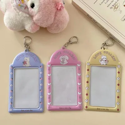 2PCS Black White Idol Album Card Holder Keychain 3 Inch Photo Protector Kpop Merchssss KPOP