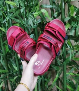 รองเท้ารัดส้น รองเท้าแตะผู้หญิง รองเท้าคาดสกรีนตัวอักษร พื้นนุ่ม ปรับสายได้ (ถ่ายจากสินค้าจริง) #711-4