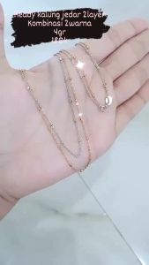 KALUNG RANTAI JEDAR DOUBLE / KALUNG PERAK ASLI SILVER 925 LAPIS EMAS/ KALUNG FASHION WANITA TERBARU