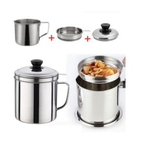Stainless Steel Oil Container Oil Strainer Tray Healthy Kitchen Cooking Grease Filter Oil Fat