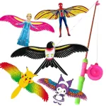 Cartoon Eagle Foldable Children Kite Mini Plastic Toys Kite Without Hand Brake Fishing Rod Toys For Children Kids Outdoor Toy