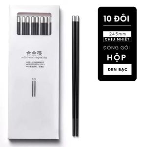 Đũa ăn cơm kháng khuẩn 5 đôi 5 mẫu khác nhau hợp vệ sinh đũa Alloy chịu nhiệt cao cấp cho gia đình